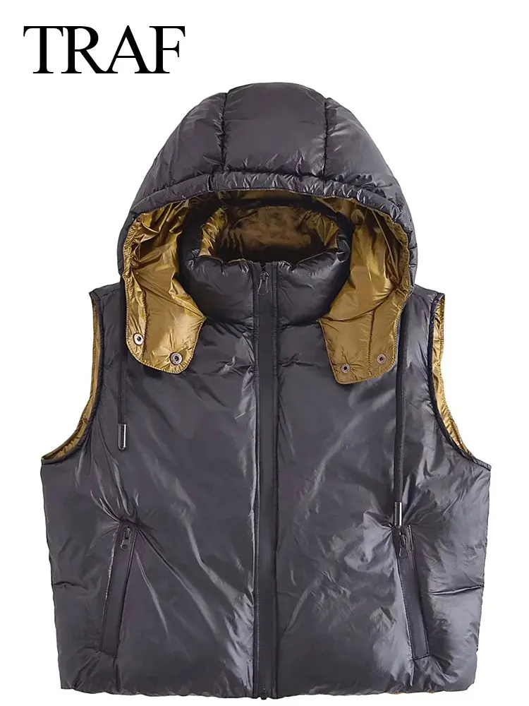 TRAF Women's Fashion Casual Cropped Hooded Cotton Waistcoat Zipper Pocket Vintage Vest Coats Winter Warm Female Outerwear
TRAF Women's Fashion Casual Cropped Hooded Cotton Waistcoat Zipper Pocket Vintage Vest Coats Winter Warm Female Outerwear