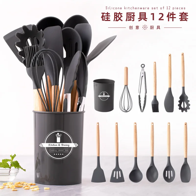 12Pcs Set Heat Resistant Silicone Kitchenware Cooking Utensils Set Kitchen Nonstick Cookware with Storage Box Tools
12Pcs Set Heat Resistant Silicone Kitchenware Cooking Utensils Set Kitchen Nonstick Cookware with Storage Box Tools