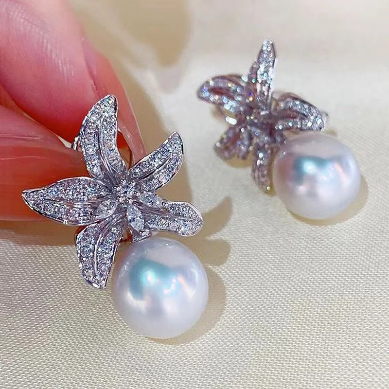 CANPEL New Trendy Floral Simulated Pearl Earrings for Women Full Paved Brilliant CZ Temperament Flower Earrings Dropship Jewelry 
CANPEL New Trendy Floral Simulated Pearl Earrings for Women Full Paved Brilliant CZ Temperament Flower Earrings Dropship Jewelry
