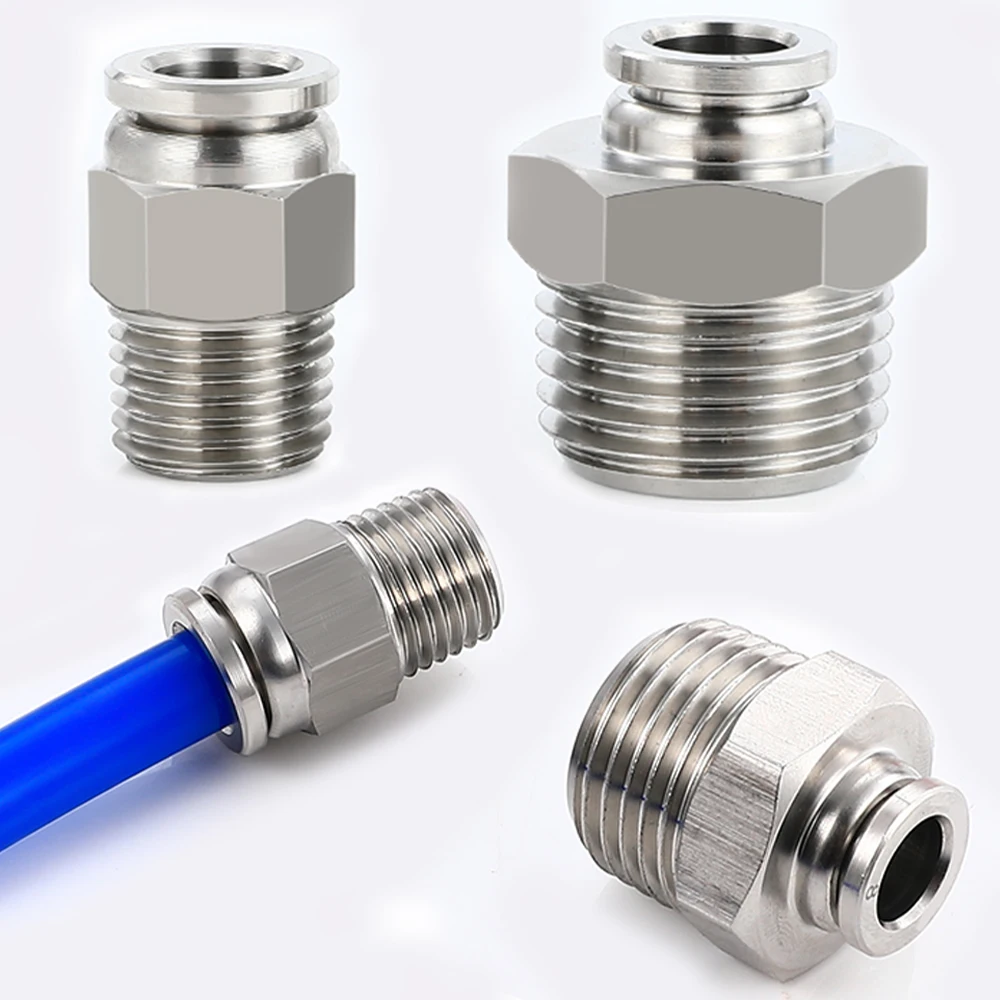 PC 304 Stainless Steel Pneumatic Quick Connector 1/8" 1/4" 3/8" 1/2" BSPT Male Straight Thread 6 8 10 12mm PU Hose Metal Fitting
PC 304 Stainless Steel Pneumatic Quick Connector 1/8" 1/4" 3/8" 1/2" BSPT Male Straight Thread 6 8 10 12mm PU Hose Metal Fitting