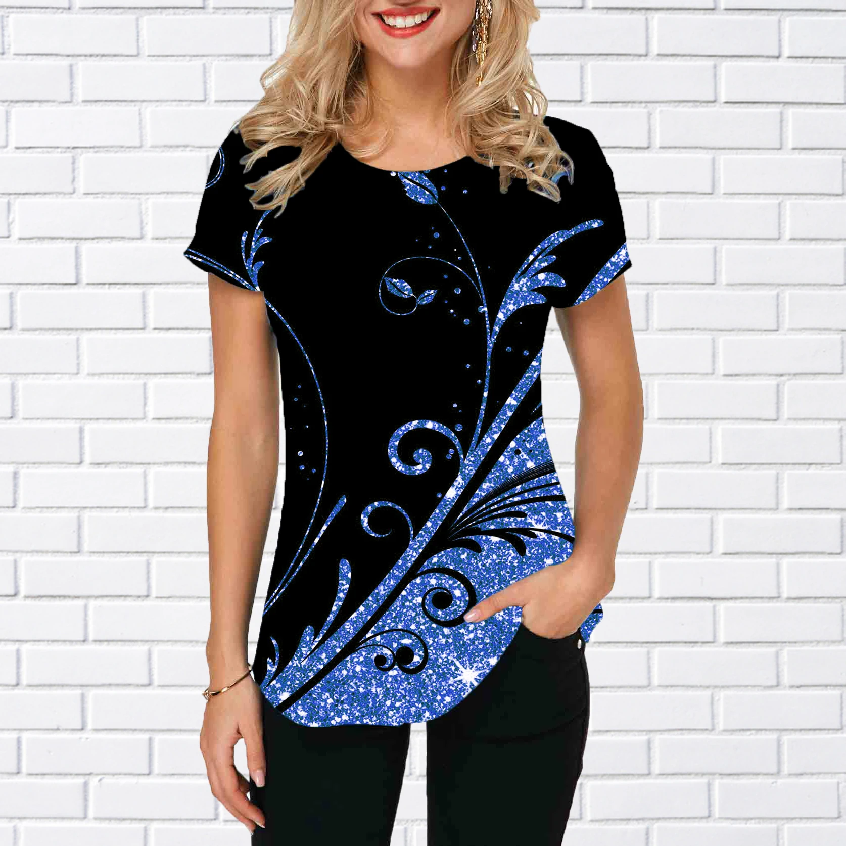 2023 new women's soft and comfortable T-shirt short sleeve flower print spring and summer round neck fashion casual XS-8XL
2023 new women's soft and comfortable T-shirt short sleeve flower print spring and summer round neck fashion casual XS-8XL