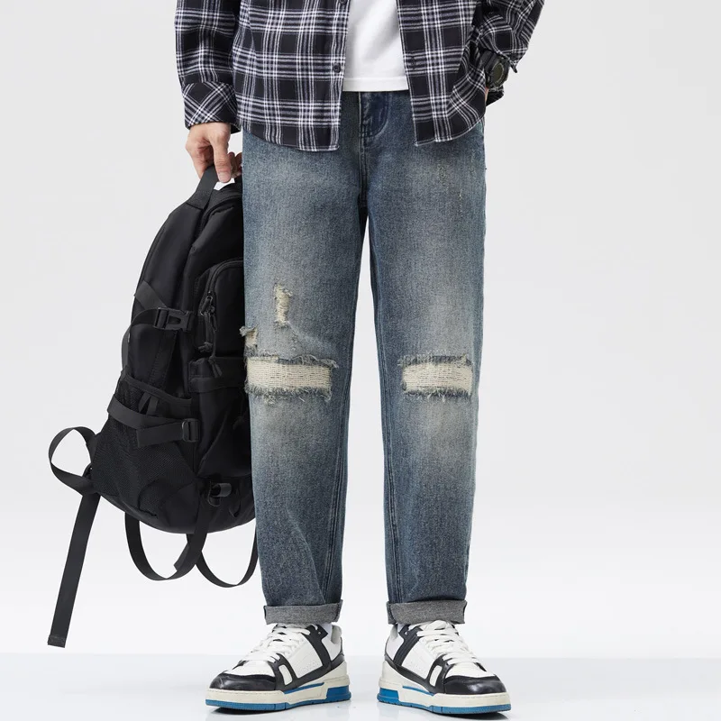 2023 Autumn and Winter New American Street Washed Retro Ripped Men's Jeans Loose Straight Mid-waist Nostalgic Wide-leg Pants
2023 Autumn and Winter New American Street Washed Retro Ripped Men's Jeans Loose Straight Mid-waist Nostalgic Wide-leg Pants