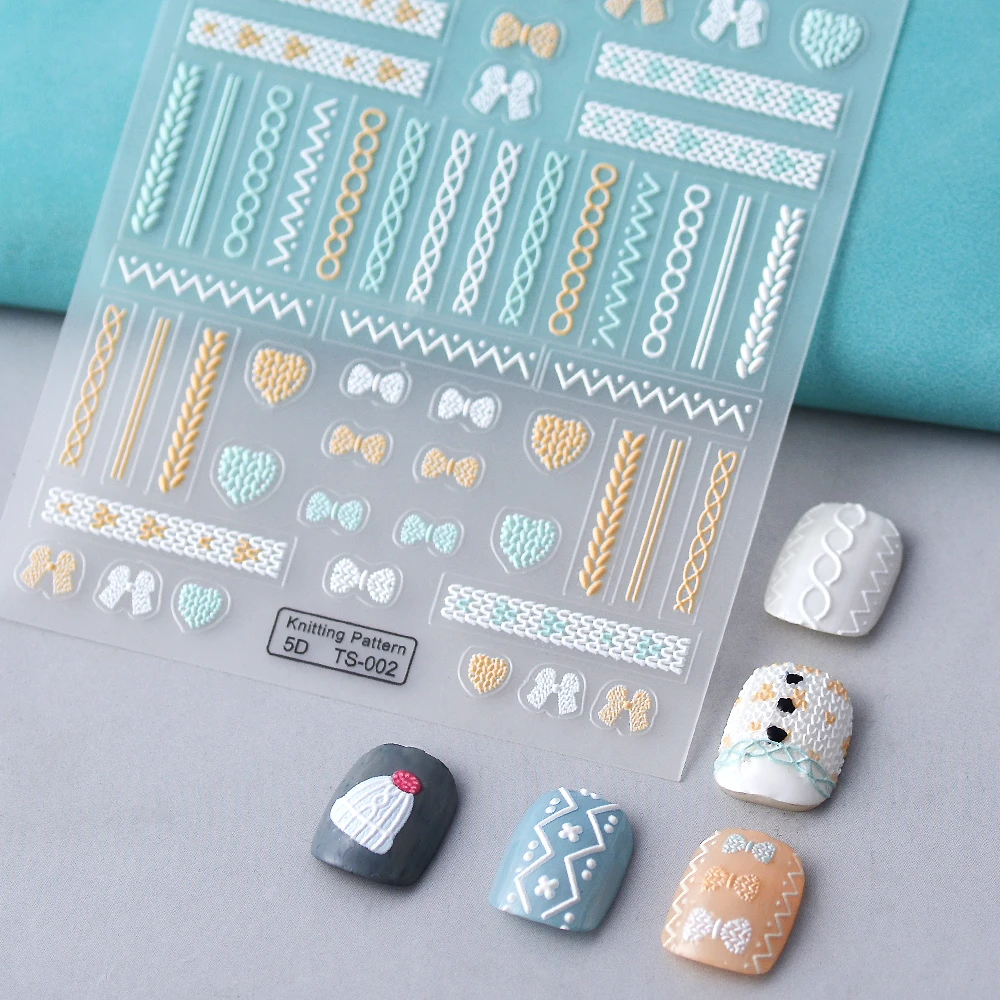 Knitting Pattern Decals For Nail Slider Tape Nail Gel Polish Sticker 5D Nail Art Decoration TS-002
Knitting Pattern Decals For Nail Slider Tape Nail Gel Polish Sticker 5D Nail Art Decoration TS-002