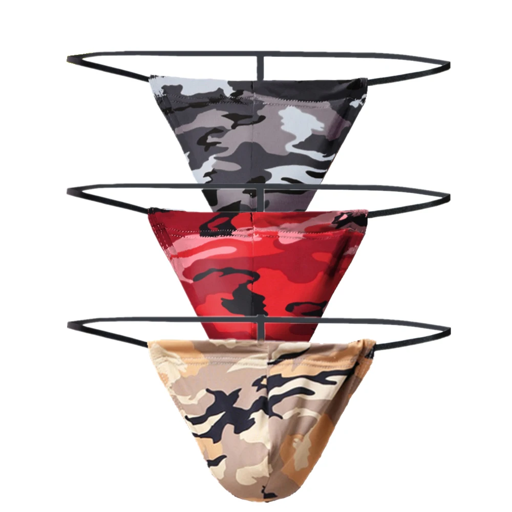 3PCS/Lot Sexy Mens Camouflage Thongs Mini Bikinis Underwear Big U Convex Pouch Thong Enhance Bulge T-back Male G-String Gay Wear
3PCS/Lot Sexy Mens Camouflage Thongs Mini Bikinis Underwear Big U Convex Pouch Thong Enhance Bulge T-back Male G-String Gay Wear