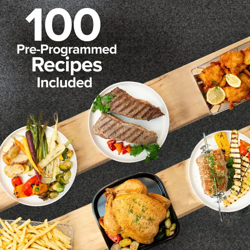 Large Capacity Air Fryer Smart Oven with Integrated Digital Temperature and SS Rotisserie Basket &-Skewer Kit
Large Capacity Air Fryer Smart Oven with Integrated Digital Temperature and SS Rotisserie Basket &-Skewer Kit