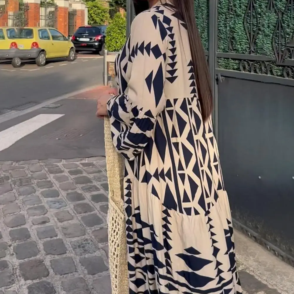 Stylish Beach Dress Ankle-Length Maxi Dress Long Sleeve Geometric Print Bohemia Long Shirt Dress Versatile
Stylish Beach Dress Ankle-Length Maxi Dress Long Sleeve Geometric Print Bohemia Long Shirt Dress Versatile