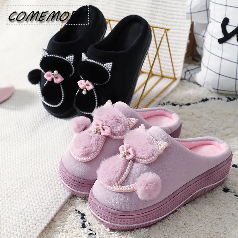 Women Slippers Lovely Cartoon Cat Rhinestone Platform Home Slippers Ladies Winter Indoor Shoe Woman House Slipper Non-slip Femme
Women Slippers Lovely Cartoon Cat Rhinestone Platform Home Slippers Ladies Winter Indoor Shoe Woman House Slipper Non-slip Femme