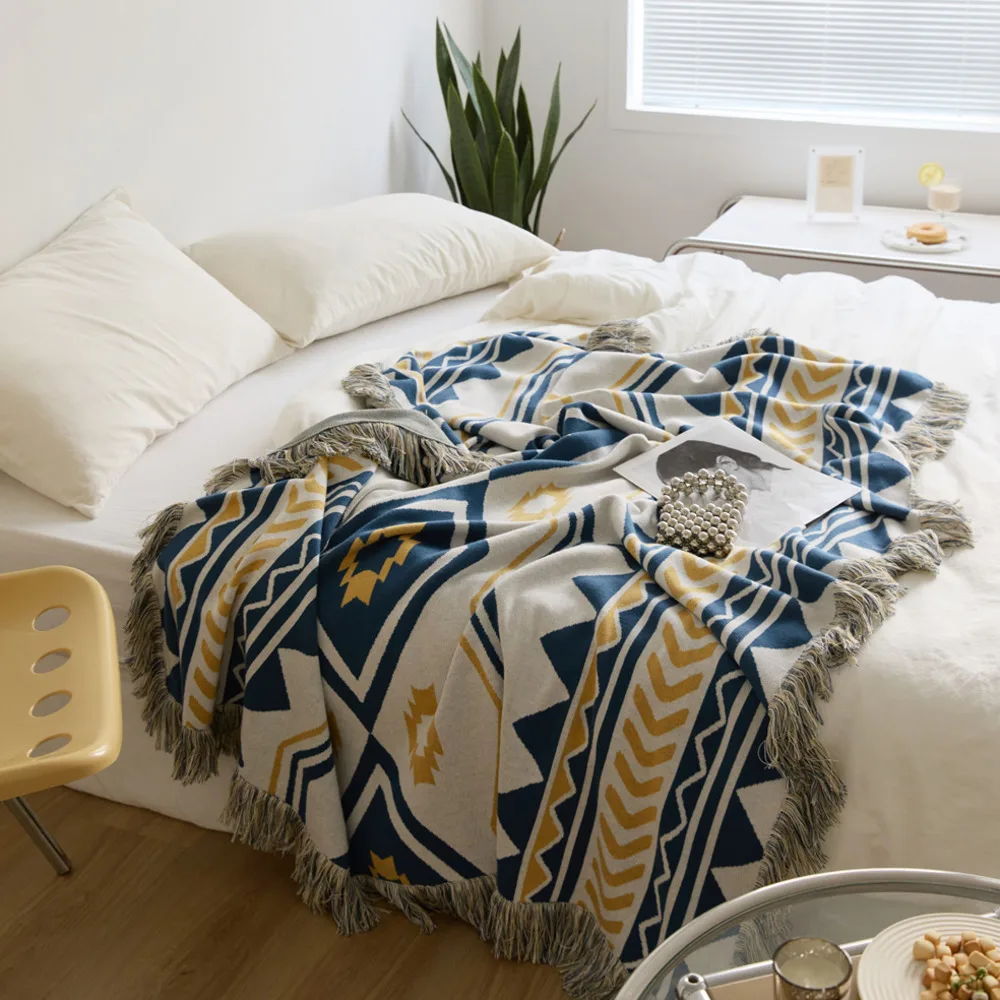 Knitted Blanket Indian Tribal Geometric Pattern Throw Sofa Bed Home Decorative Cotton Knitted Throw With Tassels Blankets
Knitted Blanket Indian Tribal Geometric Pattern Throw Sofa Bed Home Decorative Cotton Knitted Throw With Tassels Blankets