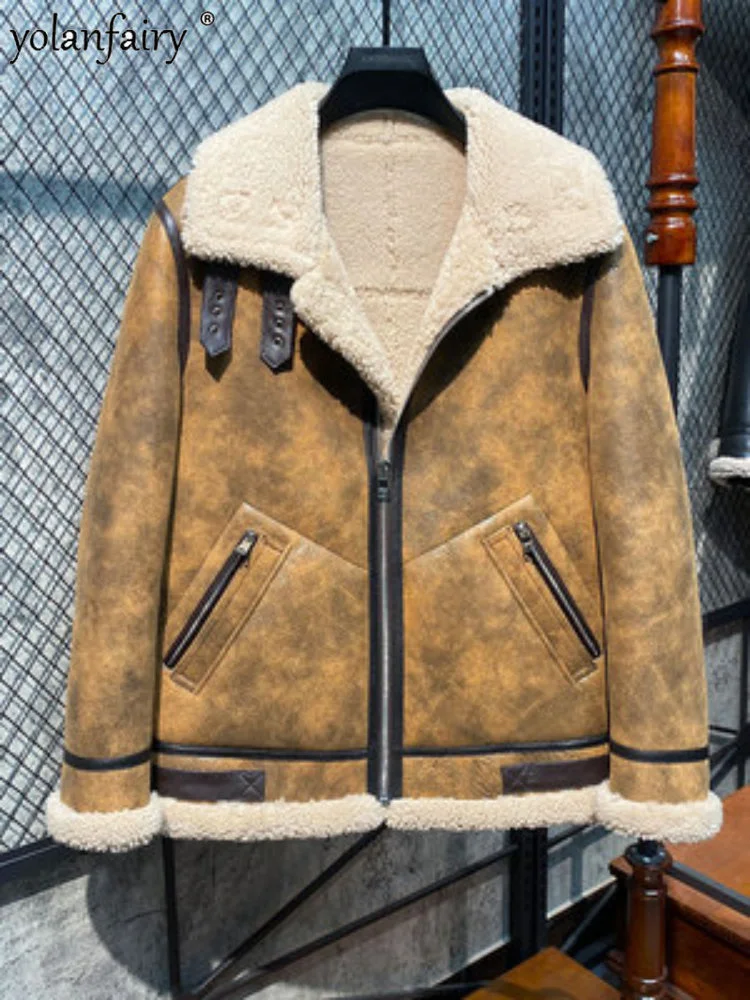 

Кожаное меховое пальто, зимнее мужское меховое пальто из натуральной овчины, Толстая Теплая мужская куртка из натуральной кожи Chaquetas FC