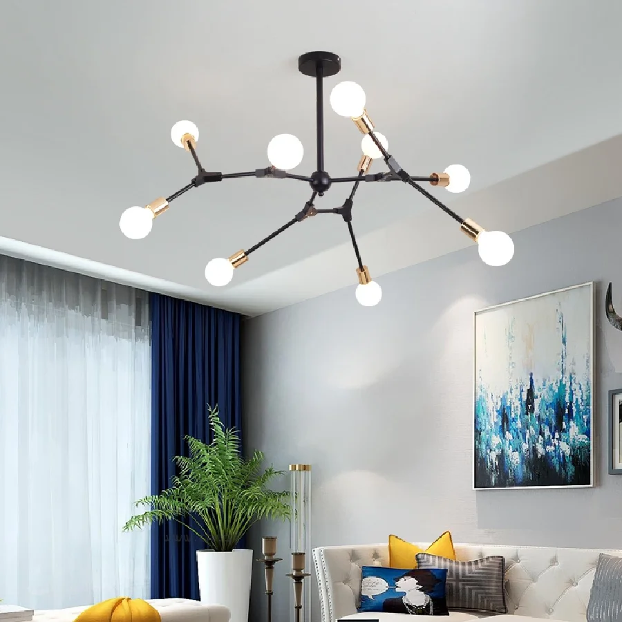 

LukLoy Creative LED Chandelier Lighting Fixtures Bedroom Glass Ball Chandeliers Adjustable Shape Modern Living Room Hanging Lamp