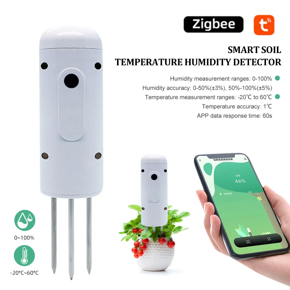 Tuya Zigbee Soil Moisture Meter Tester Smart Home Plant Soil Sensor Temperature Humidity Instruments Via APP Monitor
Tuya Zigbee Soil Moisture Meter Tester Smart Home Plant Soil Sensor Temperature Humidity Instruments Via APP Monitor