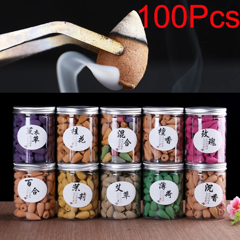 

100Pcs/Can Incense Cones Use For Backflow Incense Burner Anti-Odour Cone Incense Mix Scent