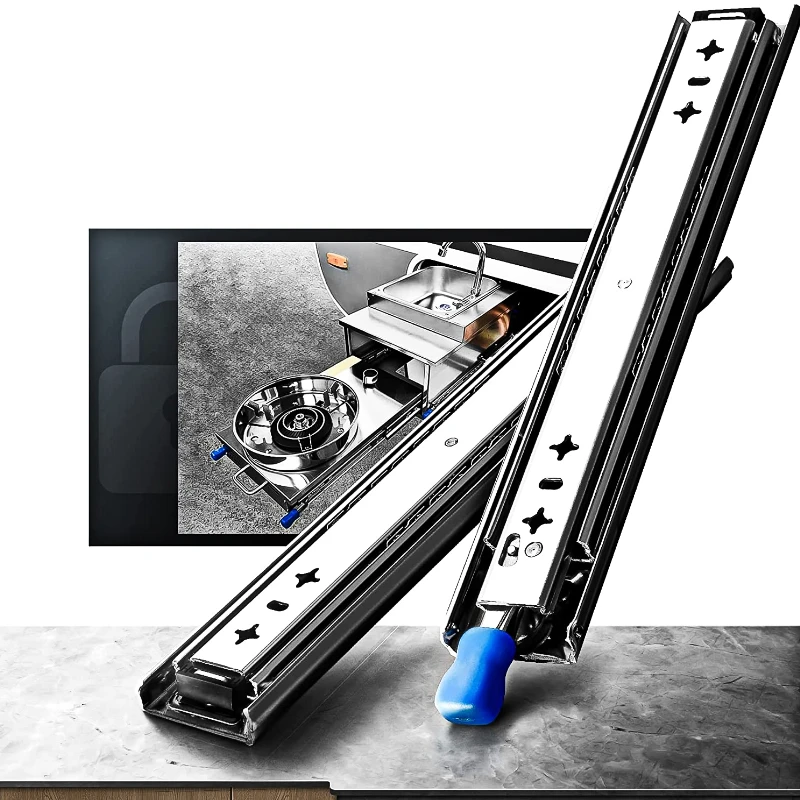 

1 Pair 10-40 Inch Heavy Duty Drawer Slides with Lock Full Extension Ball Bearing Locking Rails Glides Industrial Slider Runners