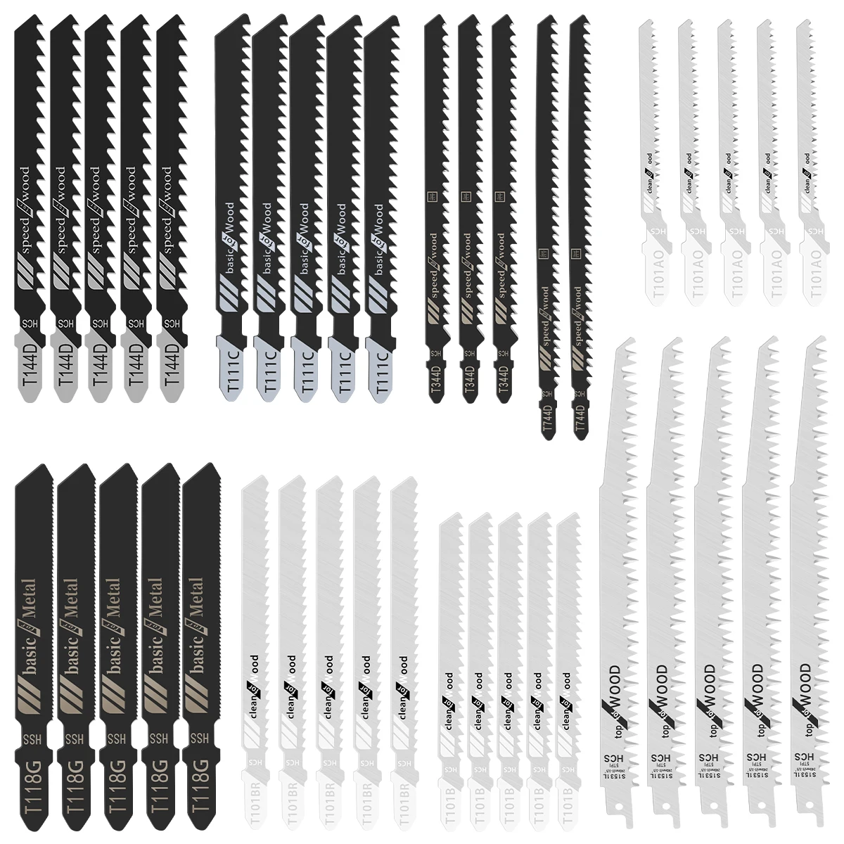 40pcs Jig Saw Blade Set High Carbon Steel Assorted Saw Blades with T-shank Sharp Fast Cut Down Jigsaw Blade Woodworking Tool for
40pcs Jig Saw Blade Set High Carbon Steel Assorted Saw Blades with T-shank Sharp Fast Cut Down Jigsaw Blade Woodworking Tool for