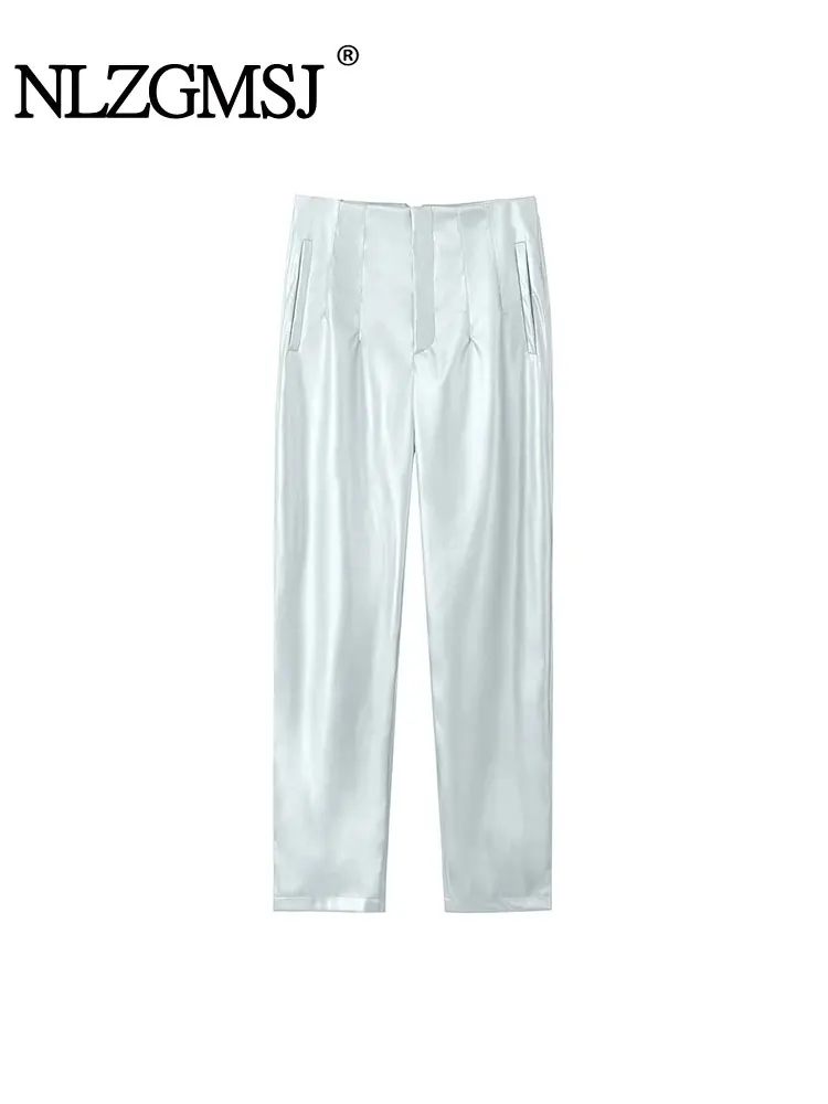 Nlzgmsj TRAF Women Silvery Pencil Pant Street High Waist Slim Trouser Autumn Winter Woman Vintage Front Seams Pockets Pants
Nlzgmsj TRAF Women Silvery Pencil Pant Street High Waist Slim Trouser Autumn Winter Woman Vintage Front Seams Pockets Pants