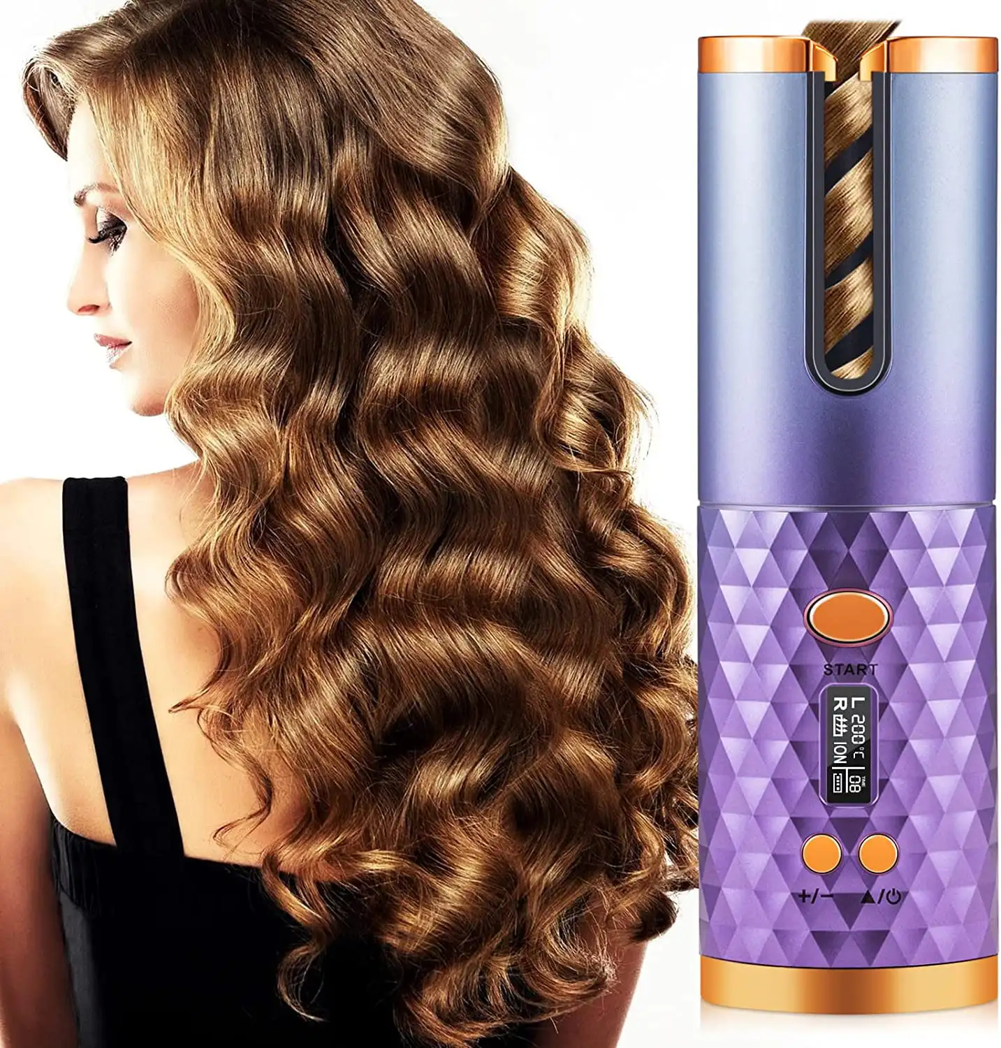 Automatic Curling Iron Wireless Hair Curler Wavy Look with 6 Temp & Timer LCD Display USB Rechargeable Fast Heating Ceramic Rota
Automatic Curling Iron Wireless Hair Curler Wavy Look with 6 Temp & Timer LCD Display USB Rechargeable Fast Heating Ceramic Rota