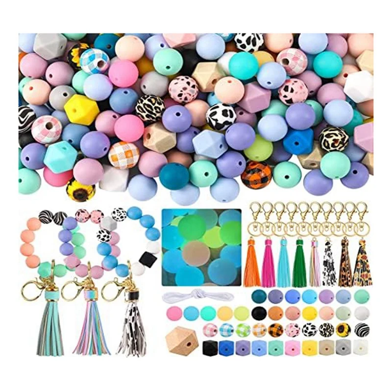 221Pcs 15Mm 15Mm Bulk Silicone Rubber Keychain Beads With Tassels And Key Chain Accessories For DIY Keychain Making Supplies
221Pcs 15Mm 15Mm Bulk Silicone Rubber Keychain Beads With Tassels And Key Chain Accessories For DIY Keychain Making Supplies
