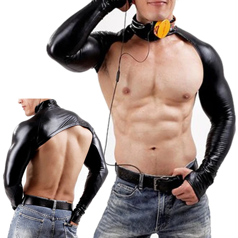 Men Shoulder Harness Crop Tops PU Leather Long Sleeve Male Elastic Harness Strap Party Stage Gay Costume Clubwear Bondage Tanks
Men Shoulder Harness Crop Tops PU Leather Long Sleeve Male Elastic Harness Strap Party Stage Gay Costume Clubwear Bondage Tanks