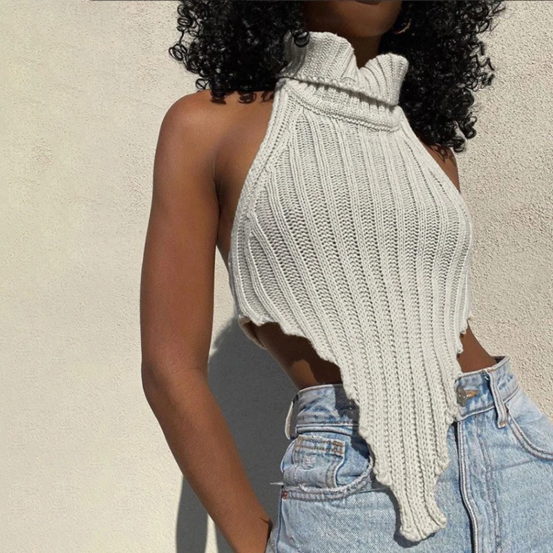 Knitted Vest For Women Fashion Irregular Shape Cut Out High Street Style Top Turtleneck Sleeveless Wear
Knitted Vest For Women Fashion Irregular Shape Cut Out High Street Style Top Turtleneck Sleeveless Wear