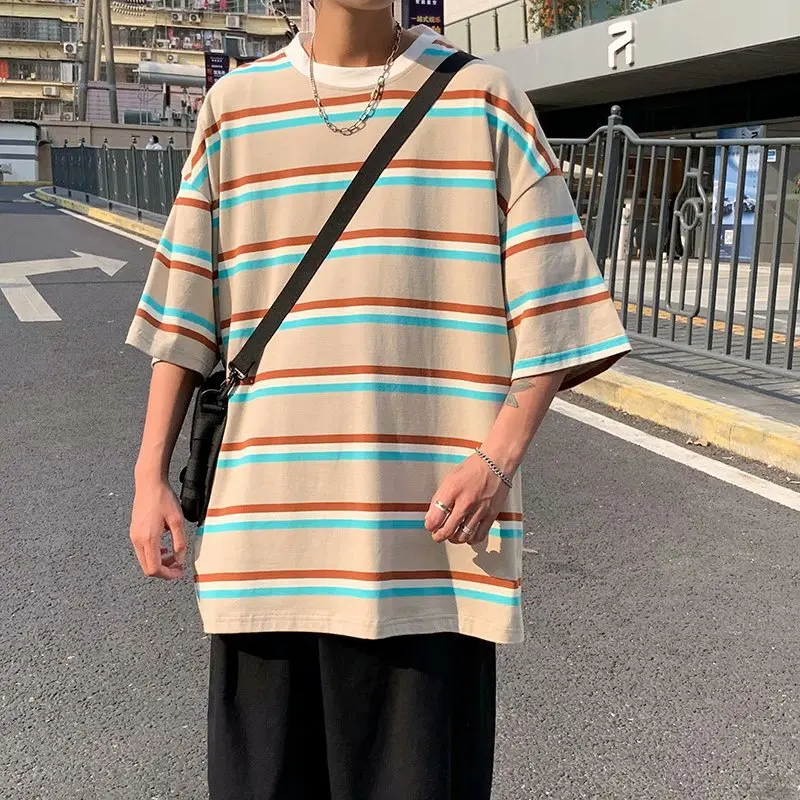Striped short sleeve men's summer new net red men's ins Hong Kong Style loose trend half sleeve top versatile five point sleeve
Striped short sleeve men's summer new net red men's ins Hong Kong Style loose trend half sleeve top versatile five point sleeve