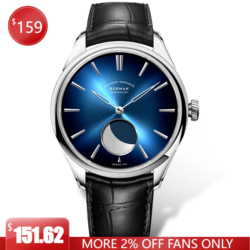 BORMAN Brand Design Business Watch Man Free Shipping Moon Phase Mens Mechanical Mechan Watches
BORMAN Brand Design Business Watch Man Free Shipping Moon Phase Mens Mechanical Mechan Watches