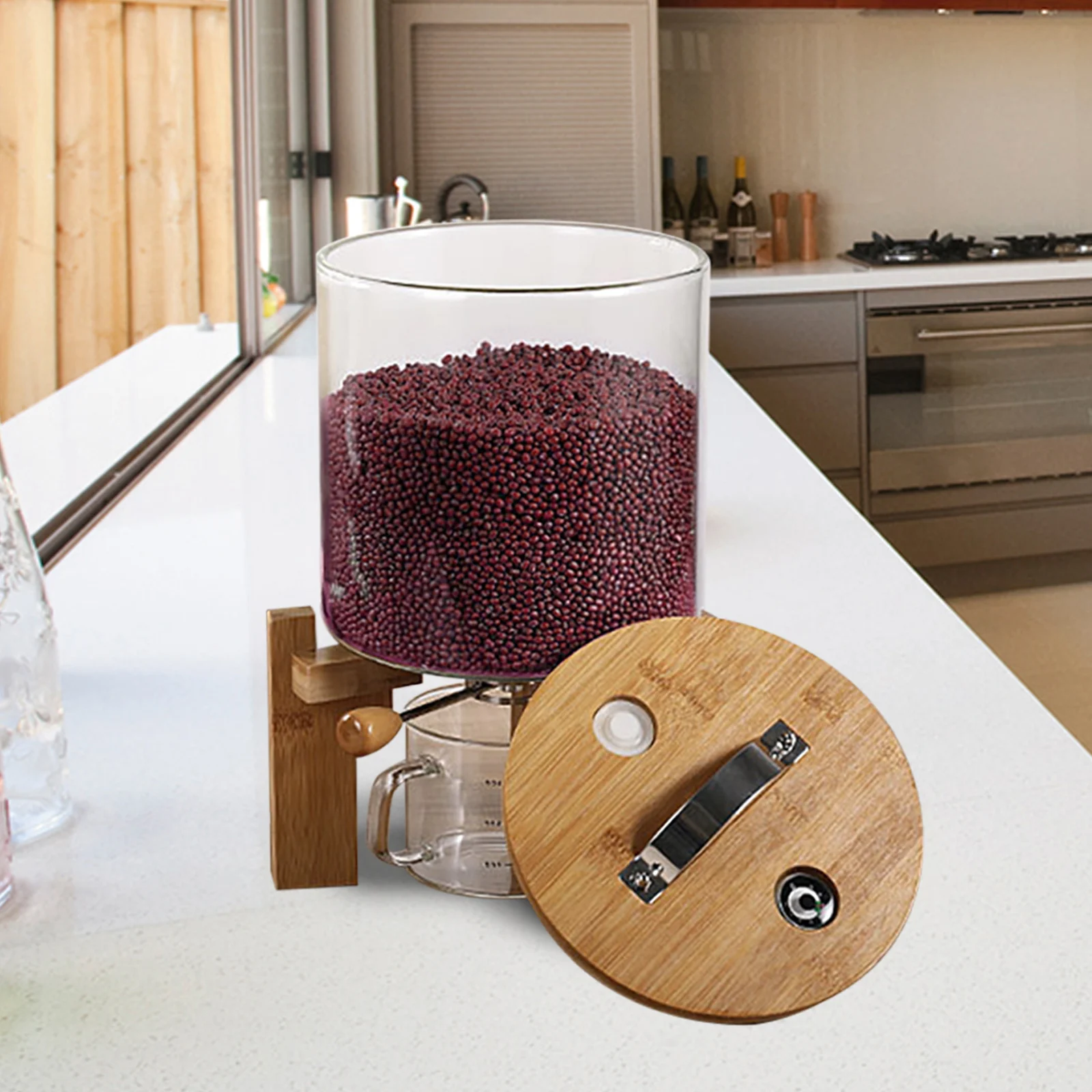Flour and Cereal Container, 5L/7.5L, Rice Dispenser, Creative Glass Food Storge Airtight Lid and Wooden Stand
Flour and Cereal Container, 5L/7.5L, Rice Dispenser, Creative Glass Food Storge Airtight Lid and Wooden Stand