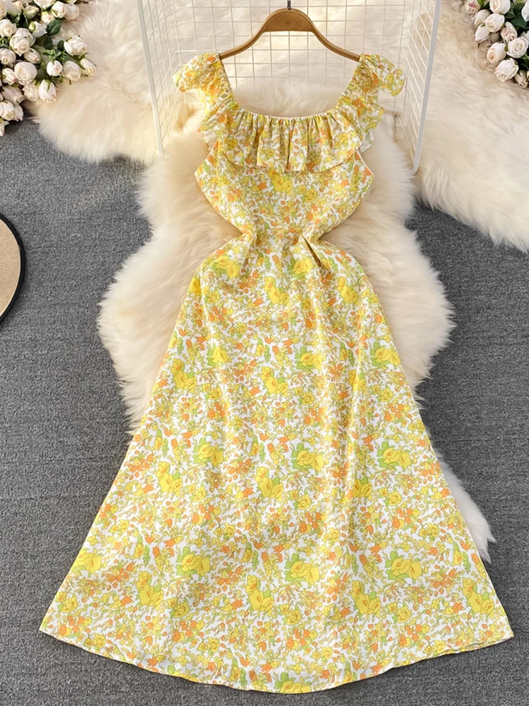 FMFSSOM Summer Fashion Casual Square Neck Flying Sleeve High Waist Slim Floral Dress Sexy Sweet Backless Sleeveless A-Line Dress 
FMFSSOM Summer Fashion Casual Square Neck Flying Sleeve High Waist Slim Floral Dress Sexy Sweet Backless Sleeveless A-Line Dress