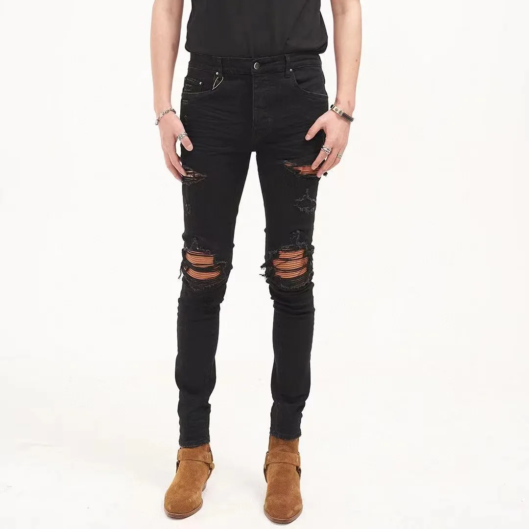 New AM 2022 Men's High Street Holes Patch Jean Male Beggar Pant Long Pants Punk Black Zip Knee Pleated Jeans Patchwork Jeans
New AM 2022 Men's High Street Holes Patch Jean Male Beggar Pant Long Pants Punk Black Zip Knee Pleated Jeans Patchwork Jeans