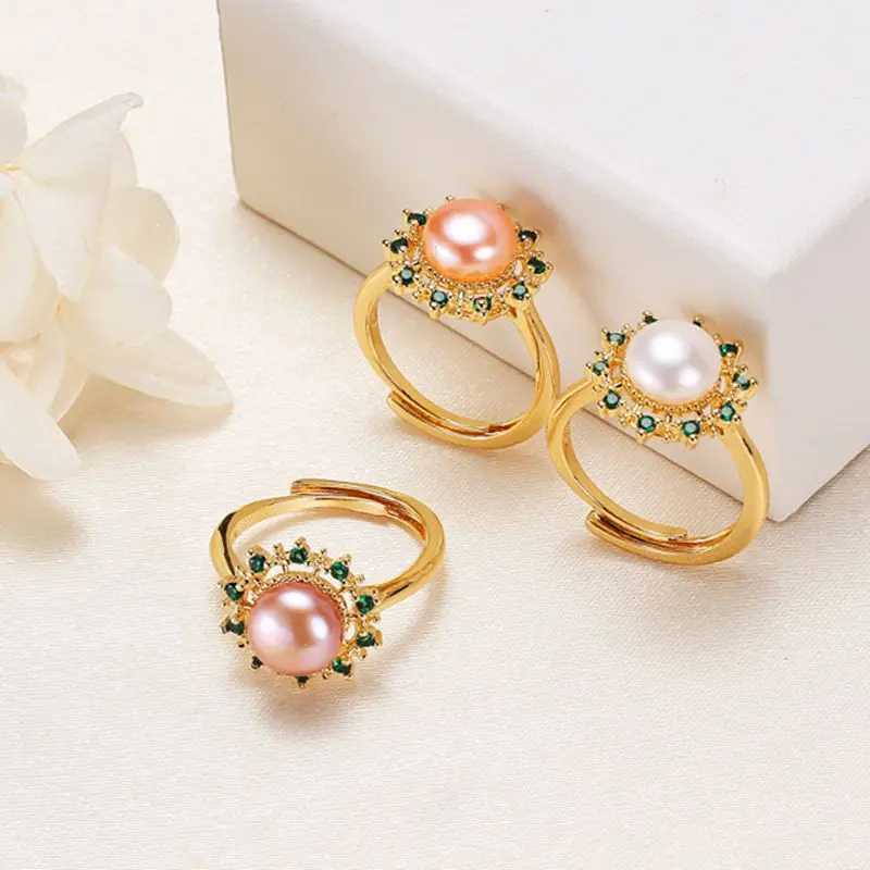 18K Real Gold Engagement Ring Freshwater Pearls Adjustable Finger Ring Wedding Party Jewelry
18K Real Gold Engagement Ring Freshwater Pearls Adjustable Finger Ring Wedding Party Jewelry