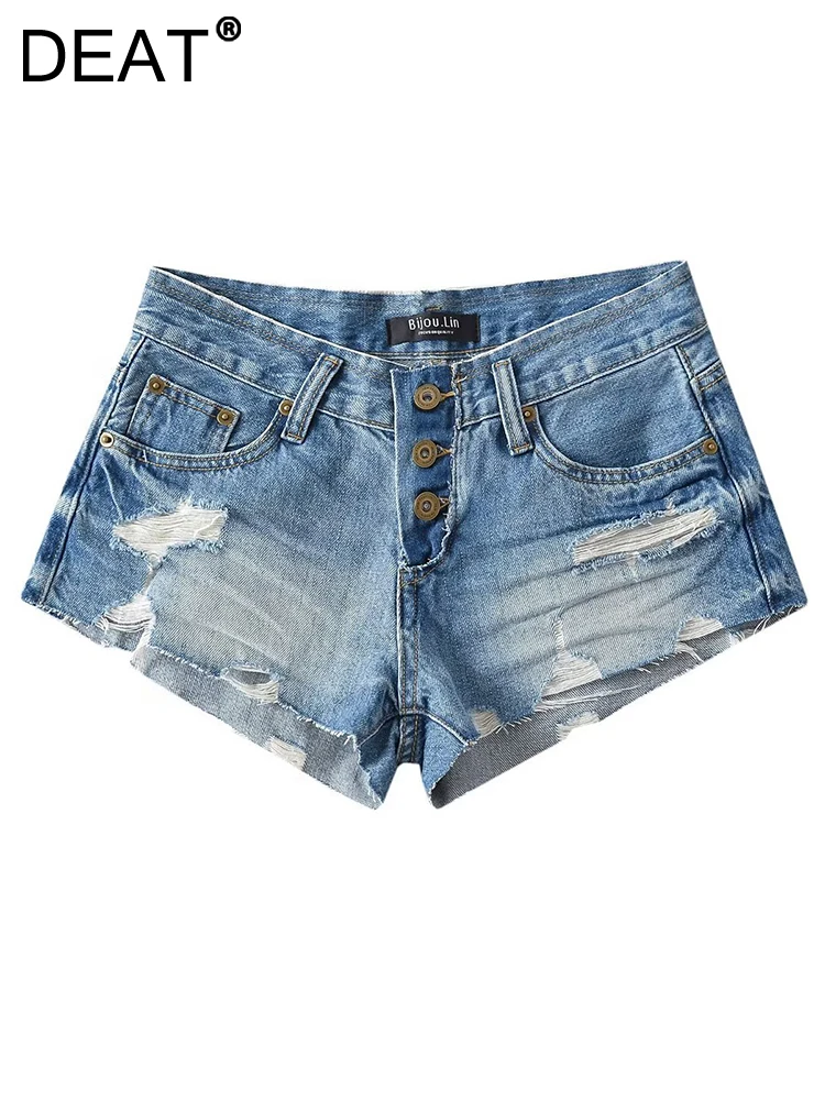 DEAT Fashion Women's Denim Shorts Mid Waist Single Breasted Distressed Pockets Tassel Hole Short Jeans Autumn 2023 New 7AB721
DEAT Fashion Women's Denim Shorts Mid Waist Single Breasted Distressed Pockets Tassel Hole Short Jeans Autumn 2023 New 7AB721