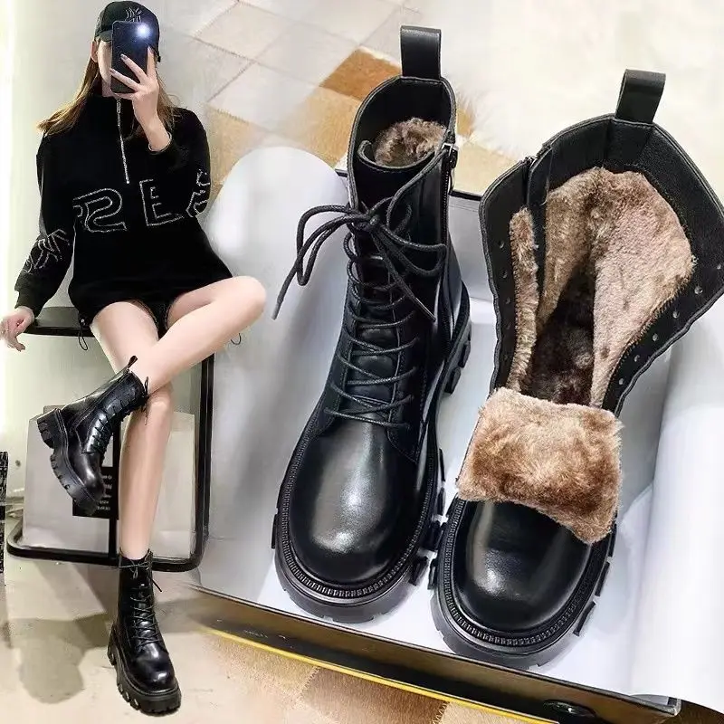 Platform punk boot leather woman winter 2022 luxury brand gothic boots waterproof winter fur shoes mid-calf black snow boots
Platform punk boot leather woman winter 2022 luxury brand gothic boots waterproof winter fur shoes mid-calf black snow boots