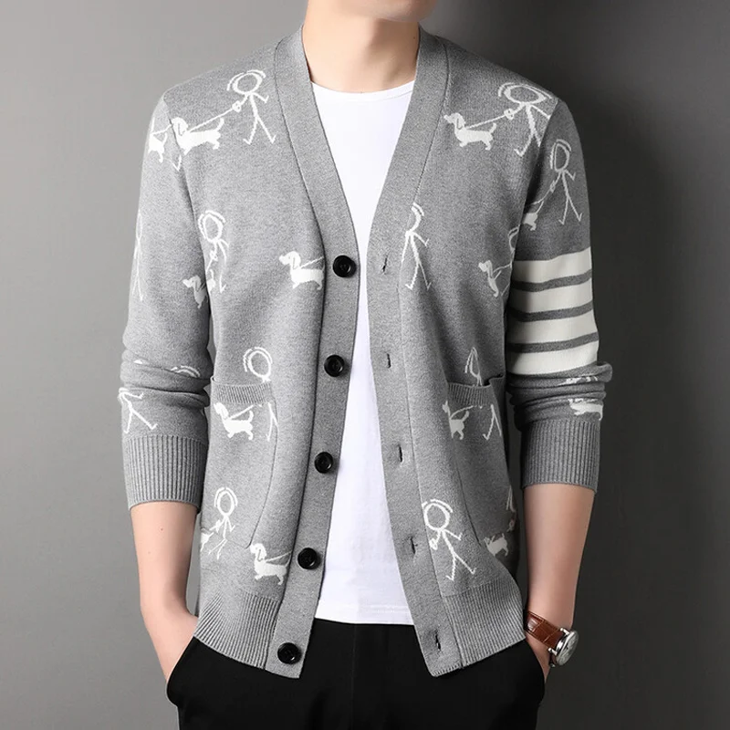Men Wool Sweater Outwear Knit Cardigan Cartoon Pattern Doggie for Autumn Preppy Style Argyle Long Sleeve Casual Male
Men Wool Sweater Outwear Knit Cardigan Cartoon Pattern Doggie for Autumn Preppy Style Argyle Long Sleeve Casual Male