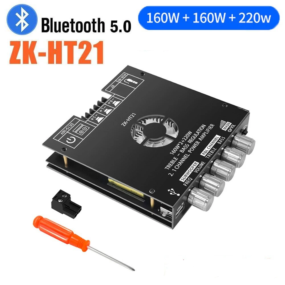TDA7498E Built-in Cooling Fan ZK-HT21 160W*2+220W Digital Power Amplifier 2.1 Channel Bluetooth 5.0 Stereo Audio Power Amplifier
TDA7498E Built-in Cooling Fan ZK-HT21 160W*2+220W Digital Power Amplifier 2.1 Channel Bluetooth 5.0 Stereo Audio Power Amplifier
