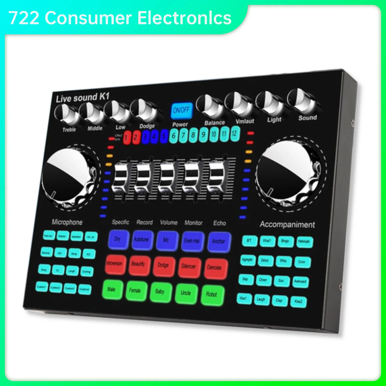 Live Sound K1 Professional Sound Card Stage Audio Equipment Bluetooth Wireless LED Reverse Voice Electronic Connection Phone
Live Sound K1 Professional Sound Card Stage Audio Equipment Bluetooth Wireless LED Reverse Voice Electronic Connection Phone