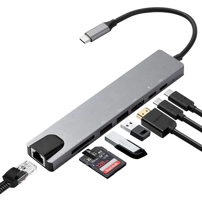 Usb c 8-in-1 Type c Hub with Ethernet Port 4k Hdtv Usb 3.0 Ports 100w Power Delivery Charging Adapter Usb Docking Station
Usb c 8-in-1 Type c Hub with Ethernet Port 4k Hdtv Usb 3.0 Ports 100w Power Delivery Charging Adapter Usb Docking Station