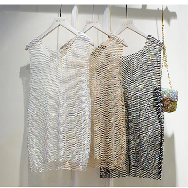 Crystal Beading Shiny Tanks Party Club Sexy Hollow Out Diamonds Stamping Camis Winky Sleeveless Vest
Crystal Beading Shiny Tanks Party Club Sexy Hollow Out Diamonds Stamping Camis Winky Sleeveless Vest