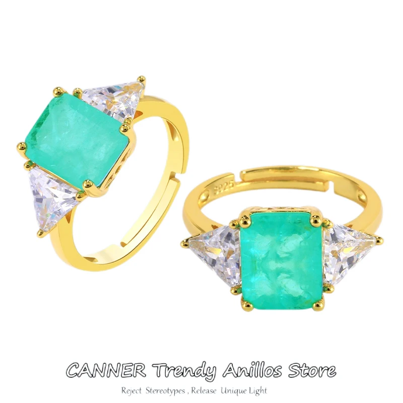 CANNER Tourmaline Paraiba Gemstone Open Rings for Women Real 925 Sterling Silver Emerald Cutting Engagement Promise Fine Jewelry
CANNER Tourmaline Paraiba Gemstone Open Rings for Women Real 925 Sterling Silver Emerald Cutting Engagement Promise Fine Jewelry