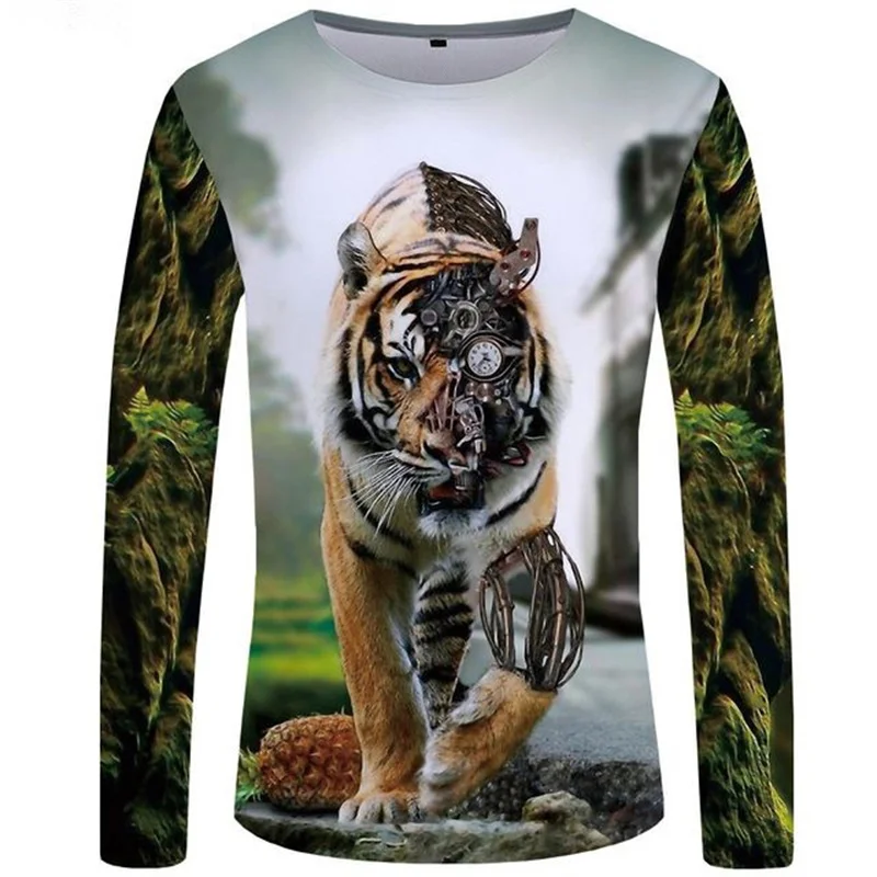 Tiger T Shirt Men Long Sleeve Shirt Mechanical Funny T shirts Punk Printed Tshirt Funny Rock Animal Autumn New Cool Casual Top
Tiger T Shirt Men Long Sleeve Shirt Mechanical Funny T shirts Punk Printed Tshirt Funny Rock Animal Autumn New Cool Casual Top