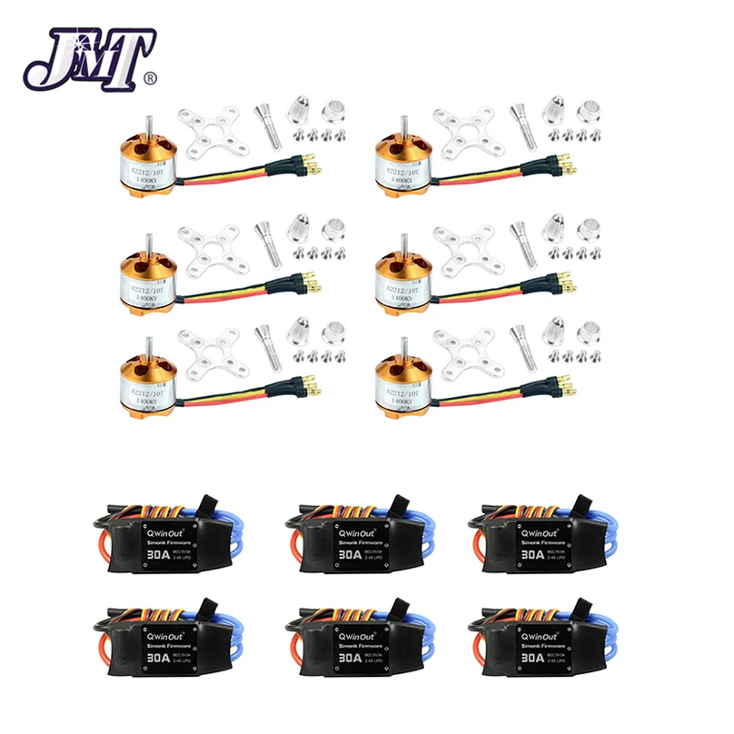 JMT 6 шт. A2212 1400KV бесщеточный двигатель + 6 шт. 30A контроллер скорости бесщеточный ESC для DIY RC самолета квадрокоптера дрона аксессуары
JMT 6 шт. A2212 1400KV бесщеточный двигатель + 6 шт. 30A контроллер скорости бесщеточный ESC для DIY RC самолета квадрокоптера дрона аксессуары