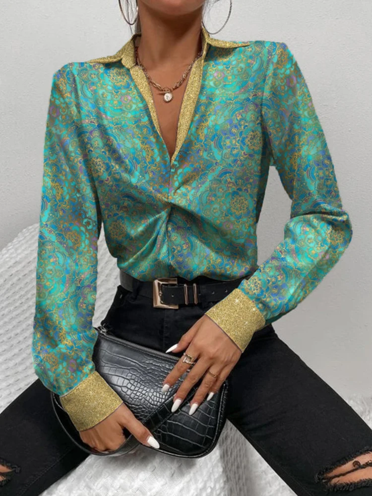 2022 Spring Long Sleeve Casual Shirt Blouses Elegant Women Patchwork Turn-down Collar Blouse Office Ladies Fashion Buttoned Tops 
2022 Spring Long Sleeve Casual Shirt Blouses Elegant Women Patchwork Turn-down Collar Blouse Office Ladies Fashion Buttoned Tops