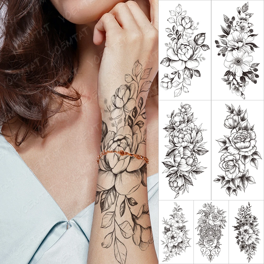 Sexy Fashion Flowers Waterproof Temporary Tattoo Sticker For Women Body Art Painting Arm Legs Realistic Fake Black Rose Begonia
Sexy Fashion Flowers Waterproof Temporary Tattoo Sticker For Women Body Art Painting Arm Legs Realistic Fake Black Rose Begonia
