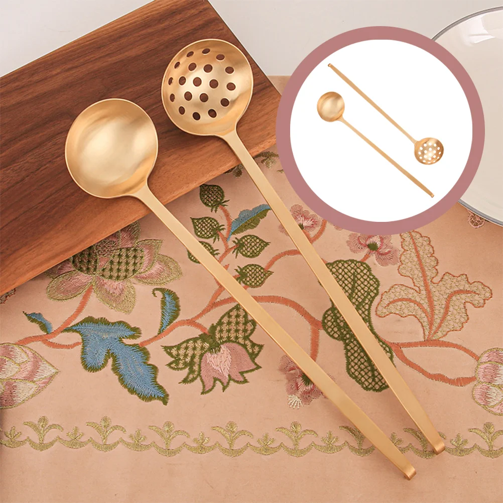2Pcs Brass Food Serving Spoons Brass Soup Spoons Practical Self-service Scoops
2Pcs Brass Food Serving Spoons Brass Soup Spoons Practical Self-service Scoops