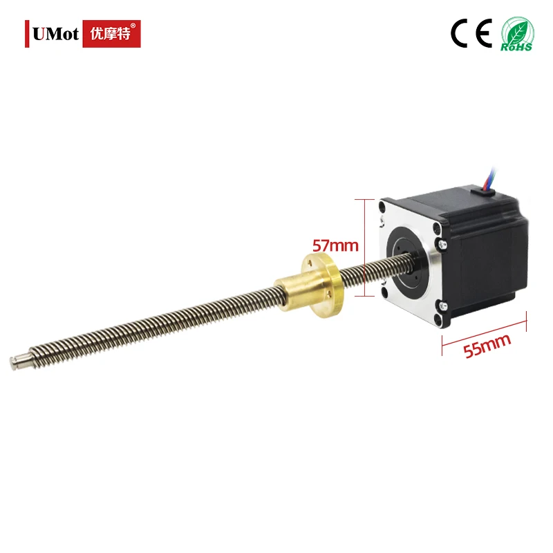 Length 55mm Nema 23 Micro Linear Actuator Stepper Motor With Lead Screw T8/T9.5/T10 Trapezoidal Thread
Length 55mm Nema 23 Micro Linear Actuator Stepper Motor With Lead Screw T8/T9.5/T10 Trapezoidal Thread