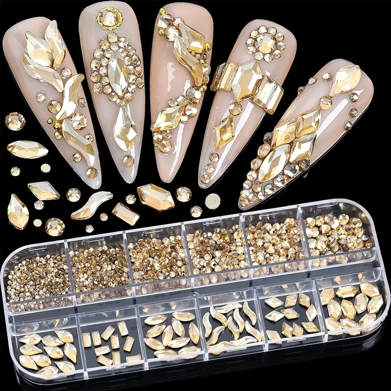 Multi Shapes Glass Crystal Rhinestones For Nails Art 3D Decorations Mixed Sizes FlatBack Nail Crystals Gems with Box
Multi Shapes Glass Crystal Rhinestones For Nails Art 3D Decorations Mixed Sizes FlatBack Nail Crystals Gems with Box