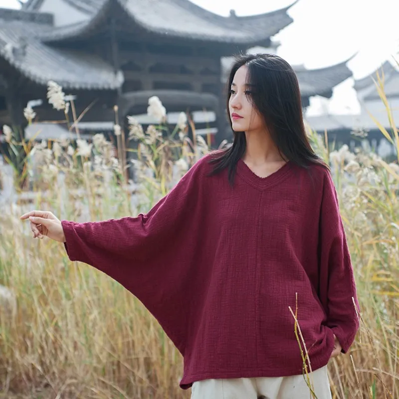 Spring Summer Autumn Women's Casual Cotton Linen Top Soft Solid Simple Gentle Tea Tops Chinese Style Loose Batwing Sleeve Retro
Spring Summer Autumn Women's Casual Cotton Linen Top Soft Solid Simple Gentle Tea Tops Chinese Style Loose Batwing Sleeve Retro