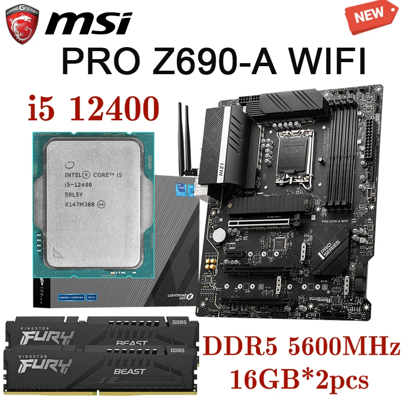 Материнская плата MSI PRO Z690-A WIFI DDR5 LGA 1700 + Intel Core i5 12400 CPU + Fury Beast DDR5 5600 МГц 16 ГБ * 2 шт. комплект материнской платы Новинка
Материнская плата MSI PRO Z690-A WIFI DDR5 LGA 1700 + Intel Core i5 12400 CPU + Fury Beast DDR5 5600 МГц 16 ГБ * 2 шт. комплект материнской платы Новинка