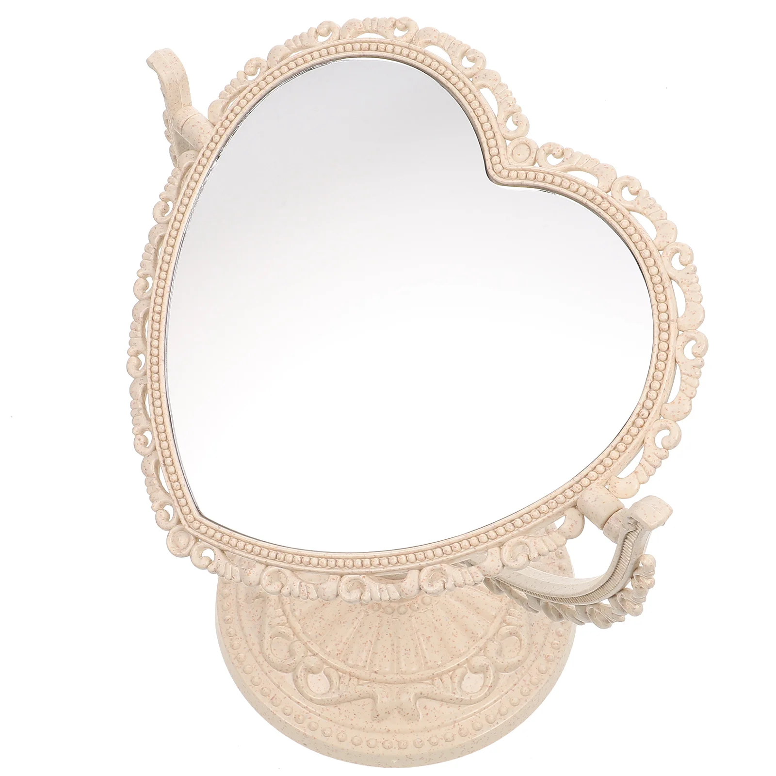 

Tabletop Vanity Mirror Two Sided Swivel Makeup Mirror European Love Heart Mirror Double Mirror for Desk Dresser Use Beige