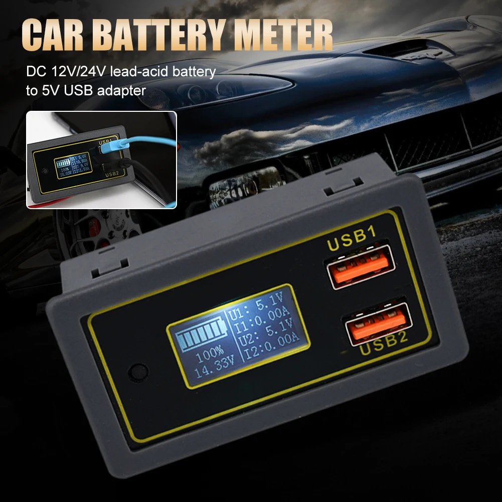 Car Battery Monitor DC6-30V Lead Acid Battery Capacity Volt Amp Meter with Dual USB Output Fast Charging Backlit LCD Display
Car Battery Monitor DC6-30V Lead Acid Battery Capacity Volt Amp Meter with Dual USB Output Fast Charging Backlit LCD Display