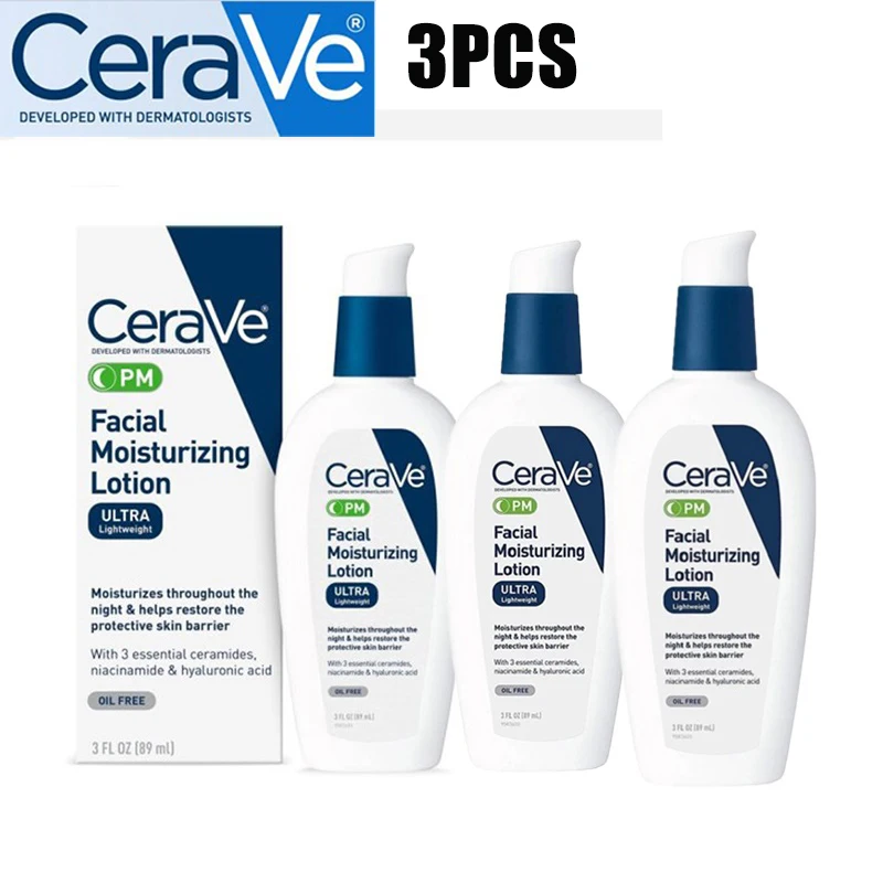 3pcs CeraVe Original Moisturizing Facial Lotion PM Lotion for Night Moisturizing Repair Barrier Nicotinamide Ceramide Lotion
3pcs CeraVe Original Moisturizing Facial Lotion PM Lotion for Night Moisturizing Repair Barrier Nicotinamide Ceramide Lotion