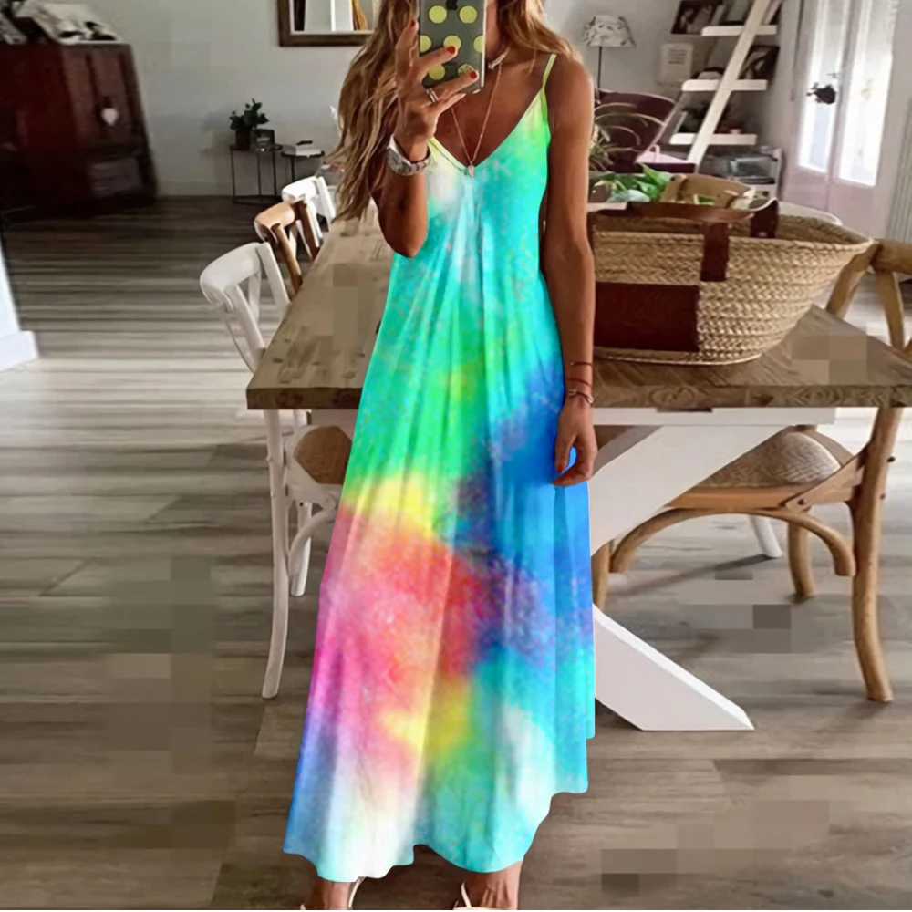 Женское пляжное платье на бретельках, длинное платье с V-образным вырезом и принтом, без рукавов, с разрезом, весна-лето
Женское пляжное платье на бретельках, длинное платье с V-образным вырезом и принтом, без рукавов, с разрезом, весна-лето